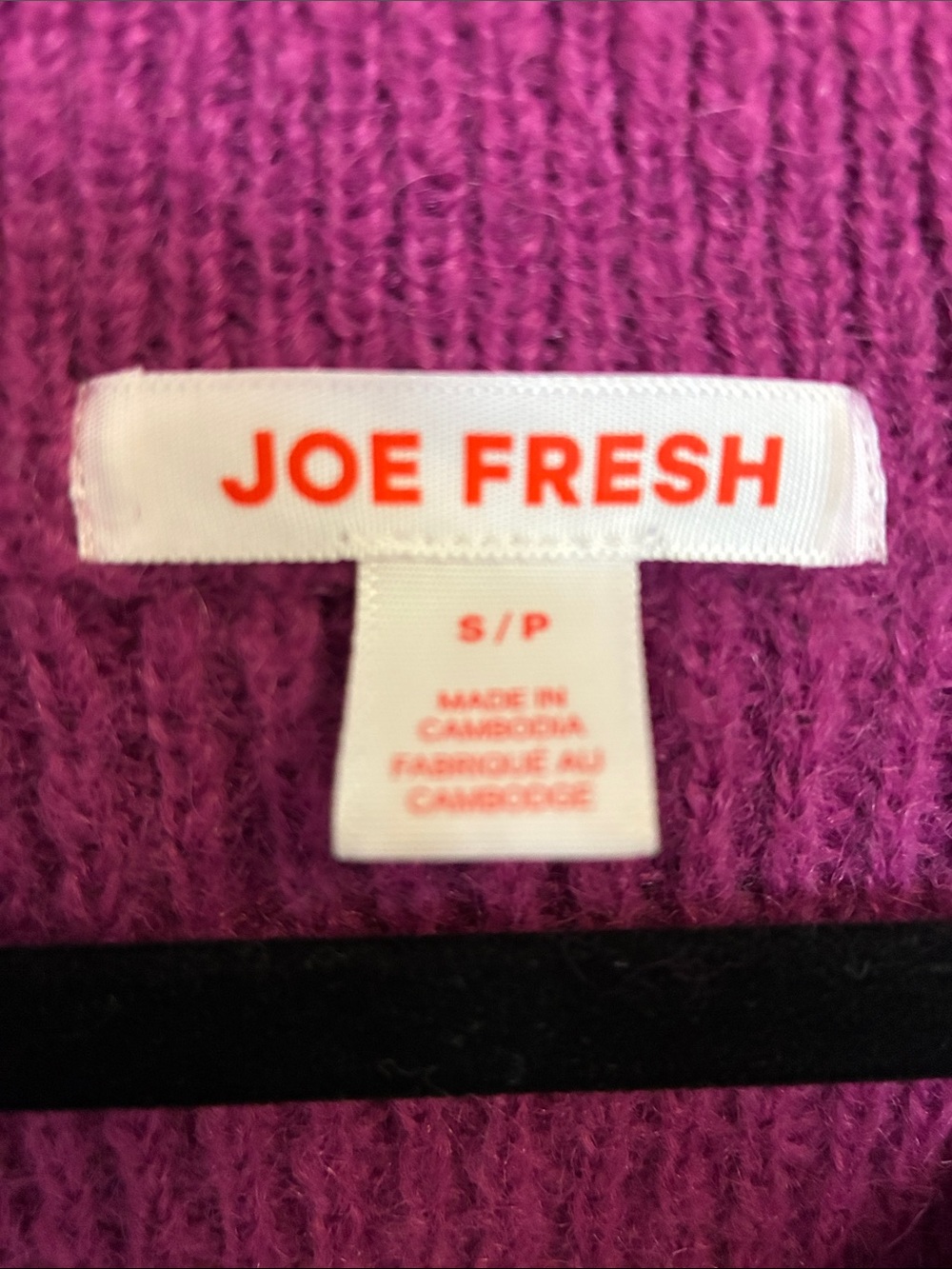 Joe Fresh Women's V-Neck Raspberry Ribbed Sweater - Picture 2 of 3